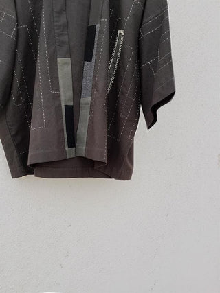 Kimono Jacket Grey Patch Over Patch
