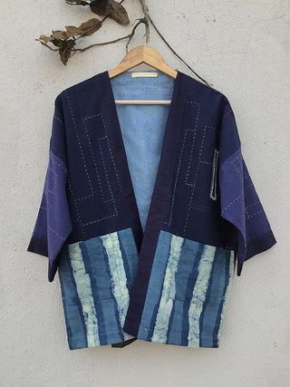 Kimono Jacket Blue Patch Over Patch