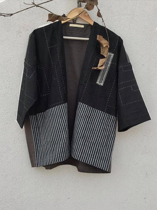 Stripes kimono Jacket Black Patch Over Patch
