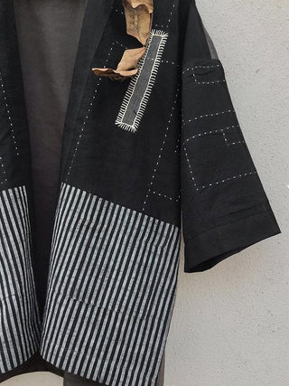 Stripes kimono Jacket Black Patch Over Patch