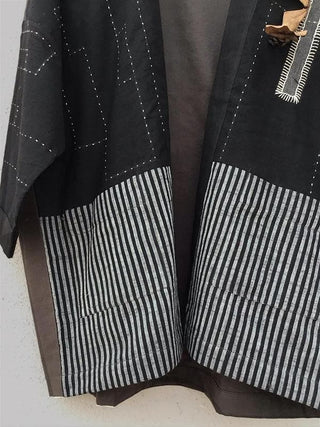  Stripes kimono Jacket Black by Patch Over Patch sold by Flourish