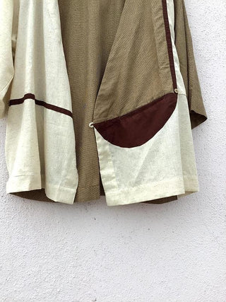 Wrap Jacket Beige and Brown Patch Over Patch