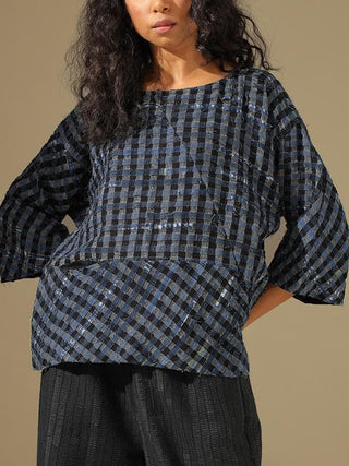 Natural Dyed One Size Checkered Shirt Blue Paiwand