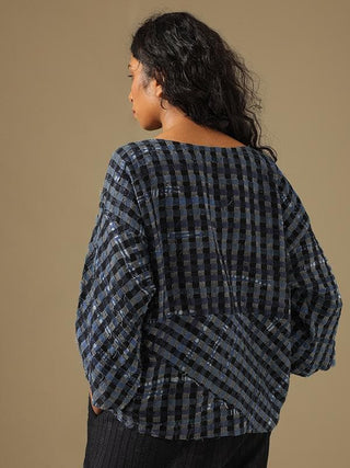 Natural Dyed One Size Checkered Shirt Blue Paiwand