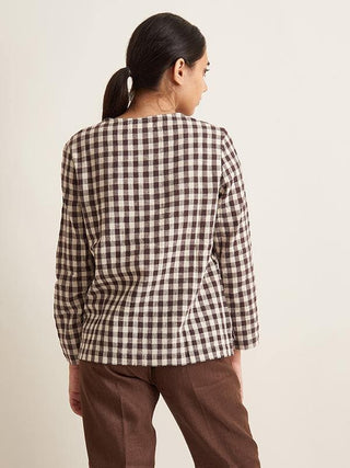 Collarless Checkered Shirt Patrah