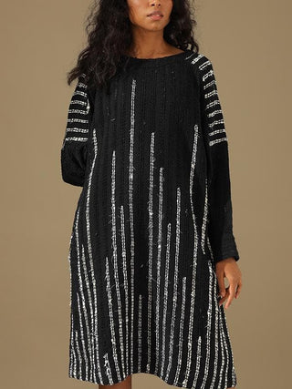 Blurred Lines Handwoven Tunic Black Paiwand