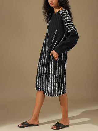 Blurred Lines Handwoven Tunic Black Paiwand