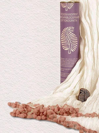 Handmade Wooden Leaf Design Block Print DIY Craft Kit Potli