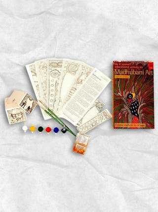 DIY Educational Colouring Kit - Madhubani Painting of Bihar for Young Artists (5 Years +) Potli