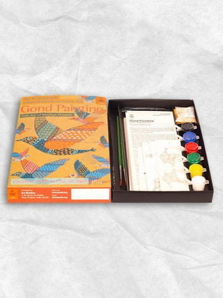 DIY Educational Colouring Kit - Gond Painting of Madhya Pradesh for Young Artists (5 Years +) Potli