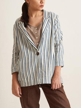  Stripe Jacket White and Blue by Patrah sold by Flourish