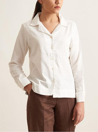 Notch Collar Shirt White Patrah