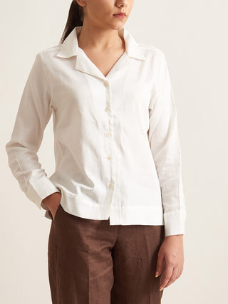 Notch collar shirt-White Patrah