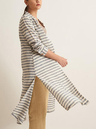 Striped Shirt Tunic Offwhite and Grey Patrah