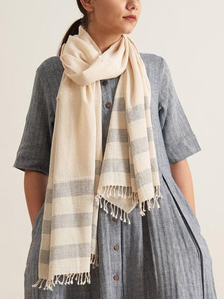  Minimal Striped Handloom Scarf by Patrah sold by Flourish