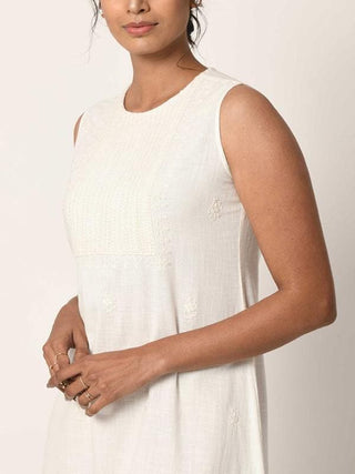  Sleeveless Dress Ivory White by Rangsutra sold by Flourish