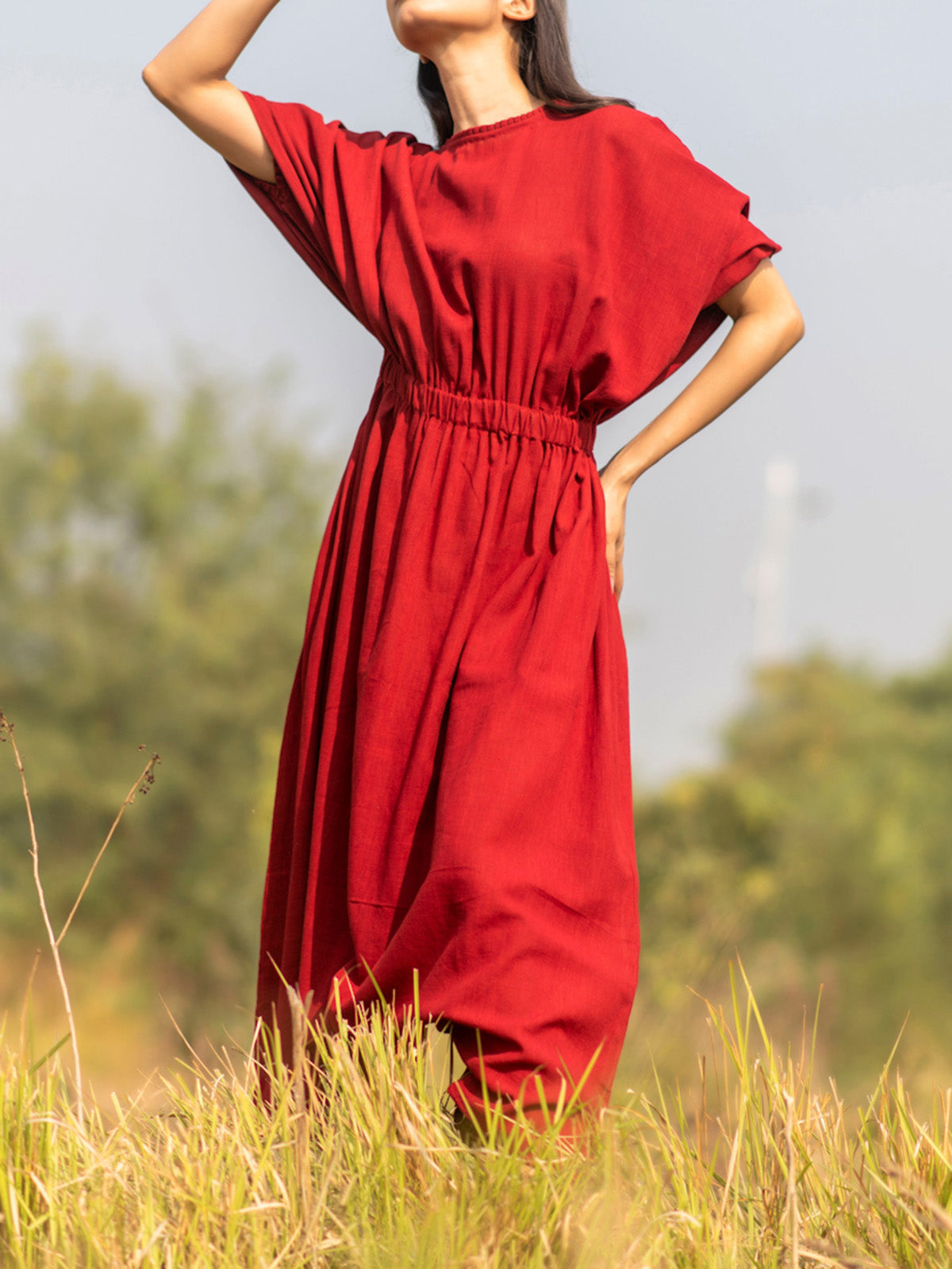 Drop Crotch Jumpsuit Red