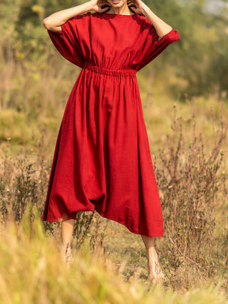 Drop Crotch Jumpsuit Red Ithika Studio