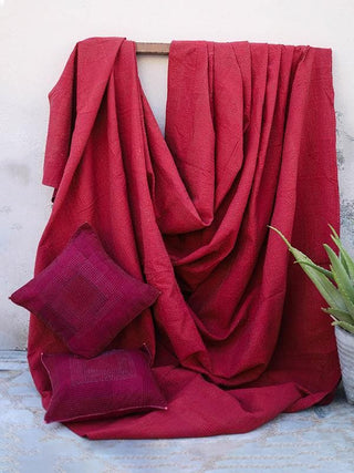  Hand Embroidered Double Gudri Bedcover Red by Sadhna sold by Flourish
