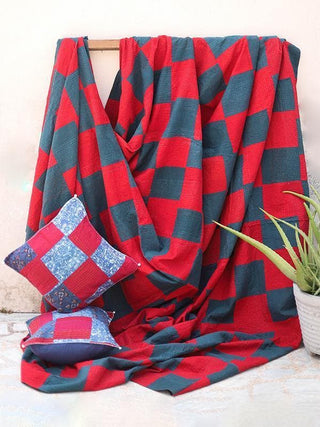  Tanka Cotton Gudri Bedcover Red And Blue by Sadhna sold by Flourish