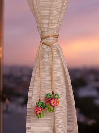  Crochet Curtain Tie Backs Bougainvillea Flowers Set by Samoolam sold by Flourish