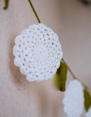 Samoolam Handmade Flower Boho Bunting ~ White Samoolam