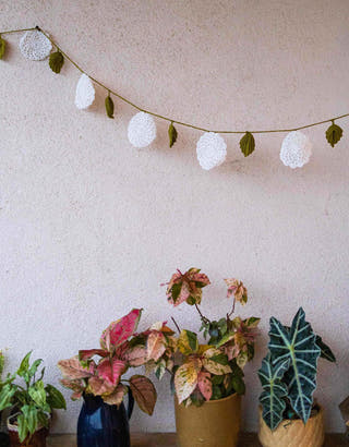 Handmade Flower Boho Bunting White Samoolam