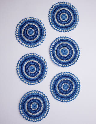 Handmade Crochet Table Coasters Set Blue Samoolam