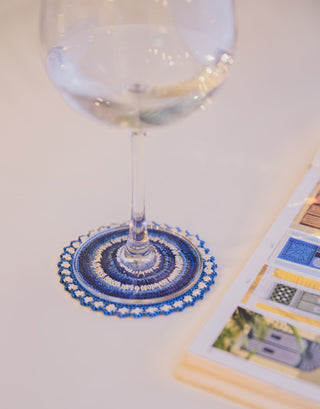 Samoolam Handmade Crochet Table Coasters Set ~ Blue Samoolam