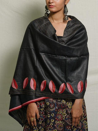  Silk Stole Black by Sadhna sold by Flourish