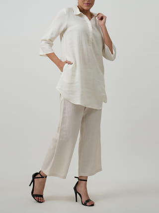 Linen Skipper Collar Tunic Soft White Saltpetre