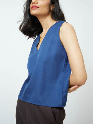 SHELL V-Neck Top Indigo Saltpetre