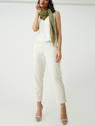 SHELL V-Neck Top Ecru Saltpetre