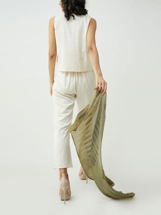 SHELL V-Neck Top Ecru Saltpetre
