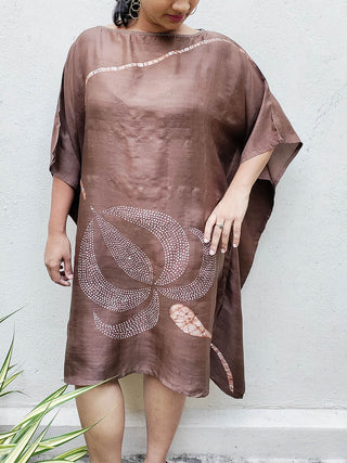 Batik Hand Printed Mid Length Kaftan Brown by Sasha sold by Flourish