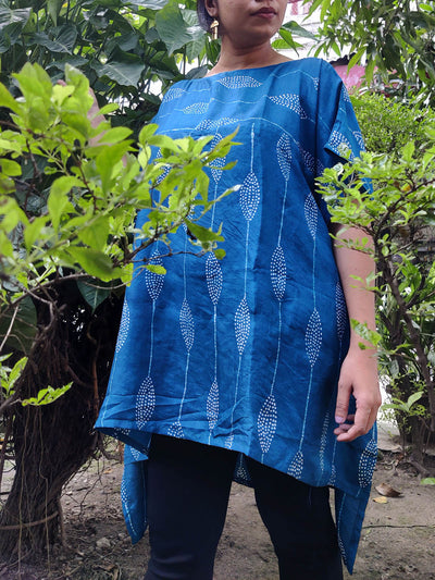 Batik Hand Printed Kimono Tunic Blue Sasha