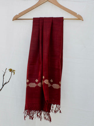 Handwoven Silk Scarf Red Arras