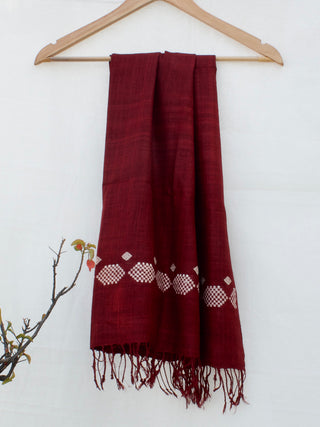 Handwoven Silk Scarf Red Arras