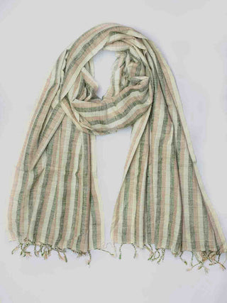 Peace Silk Scarf Green Brown and White Arras