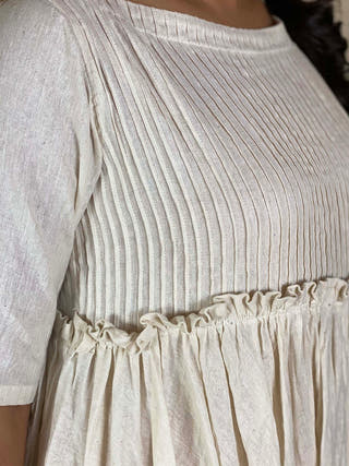 GIRASOL Natural Cotton Dress Off-White Sepia Stories