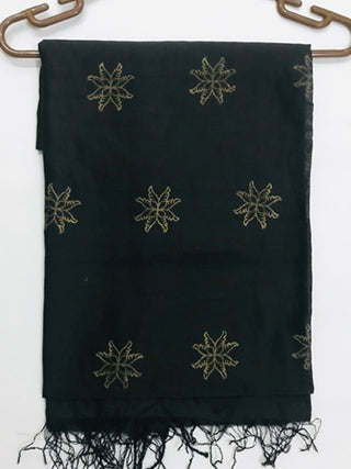 Block Printed  Silk Dupatta Brown Colour Samuday Crafts