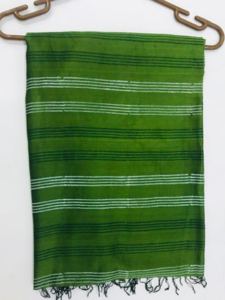Block Printed  Silk Dupatta Green Colour Samuday Crafts