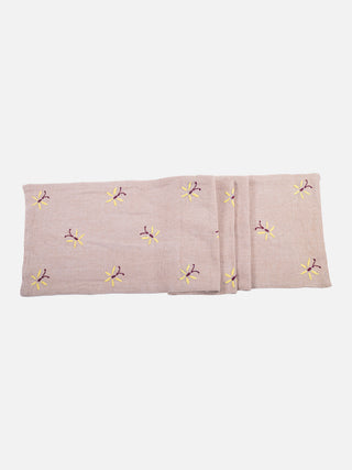 Jute Table Runner With Yellow Chikankari Embroidery(72&doublequoteX24&doublequote) Samuday Crafts