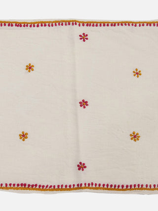 Creamy White Linen table mat With Brown Embroidery Samuday Crafts