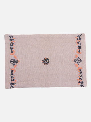 Jute Table place mat With Orange And Black Chikankari Samuday Crafts