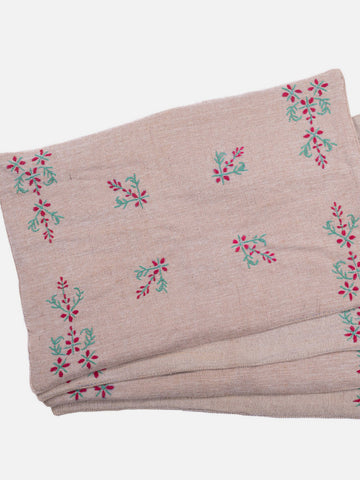 Jute Table Place Mat With Green And Red Chikankari Embroidery
