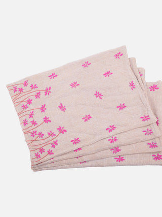 Jute Table Place mat With Pink And Blue Chikankari Embroidery Samuday Crafts