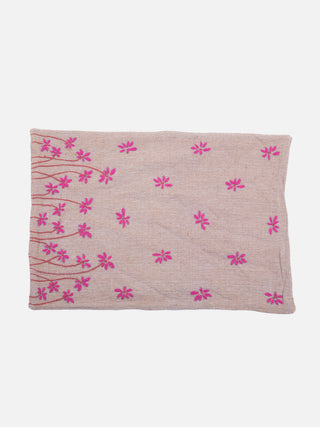 Jute Table Place mat With Pink And Blue Chikankari Embroidery Samuday Crafts