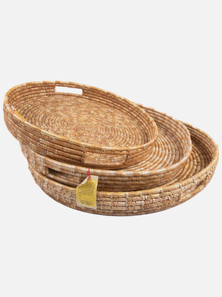 Wheat Grass Round Tray set of 3 Samuday Crafts