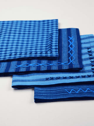 Indigo Embroidered Napkins Sonica Sarna